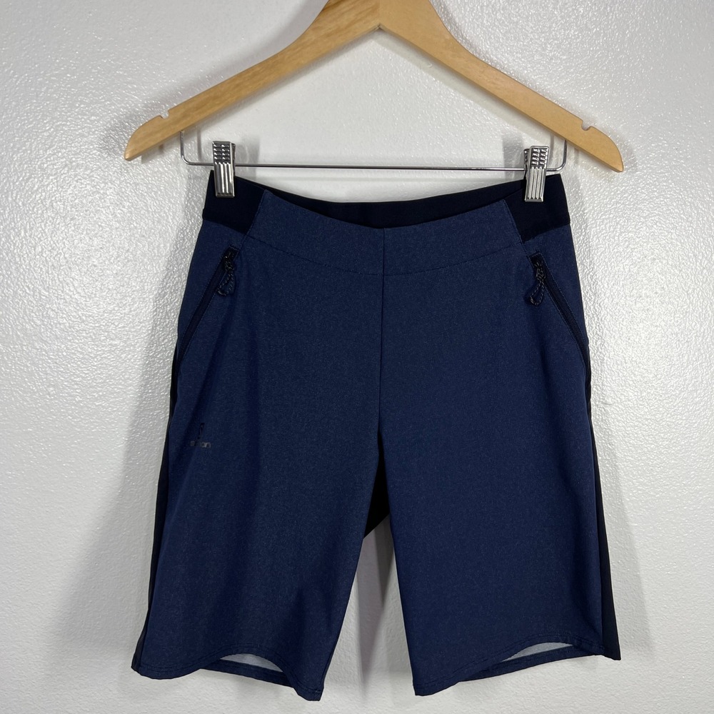 Salomon Athletic Shorts Hiking Running Zip Pockets Blue Black Size 4 Outdoors